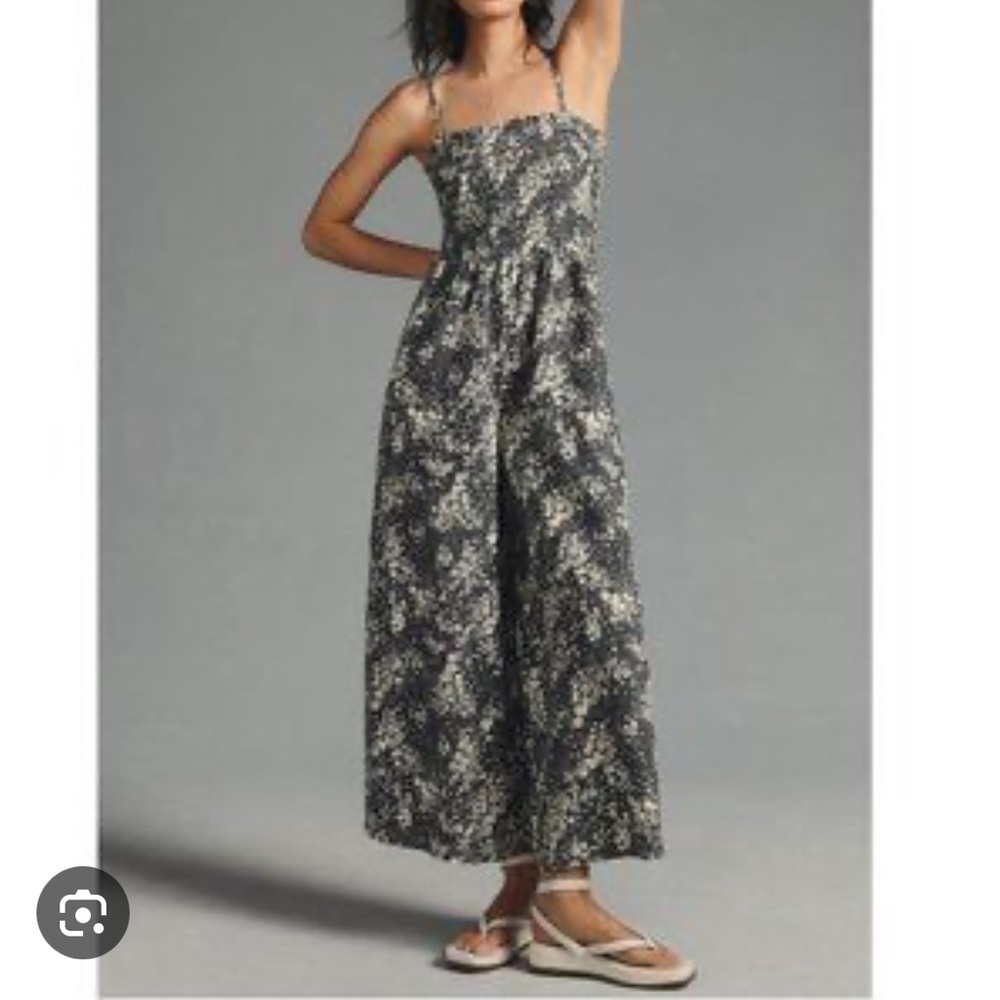Anthropologie Pilcro Floral Black and White Jumpsuit